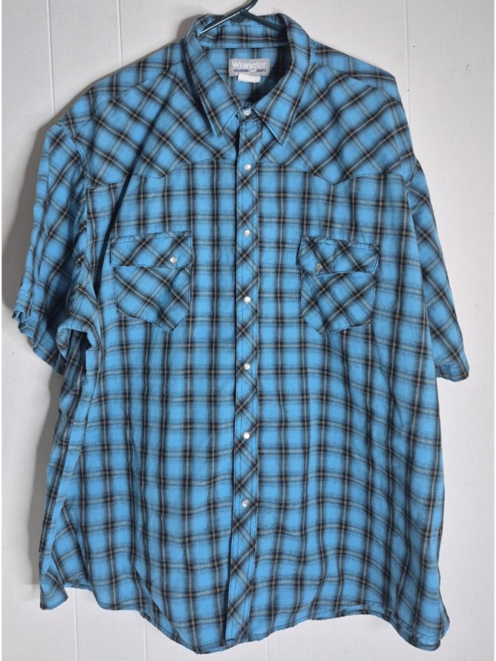 Wrangler Wrancher Short Sleeve Snap Button Up Plaid Shirt Men's Sz 3XL